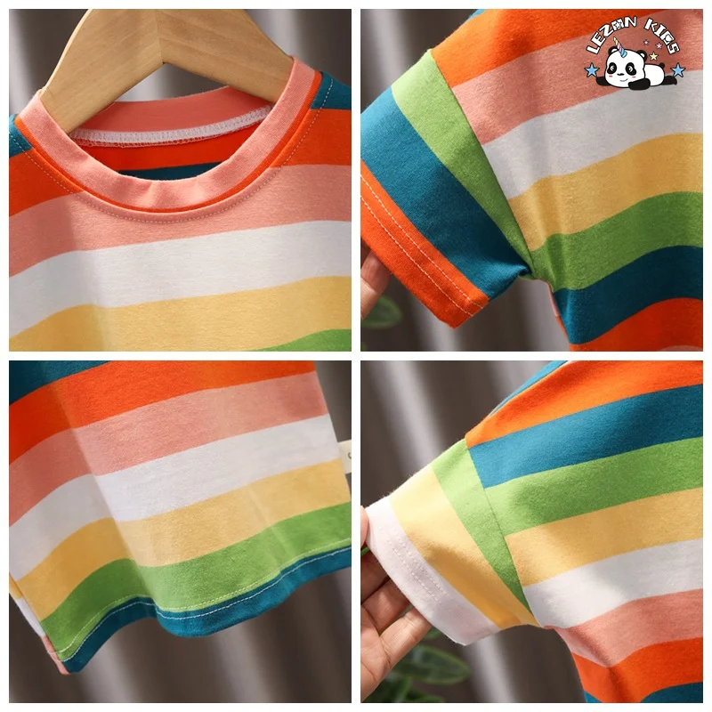 LEZONKIDS - Direct Sales Short Sleeved T-shirt Boy's Crew Neck Shirt Children's Clothing Two-piece Boy Suit